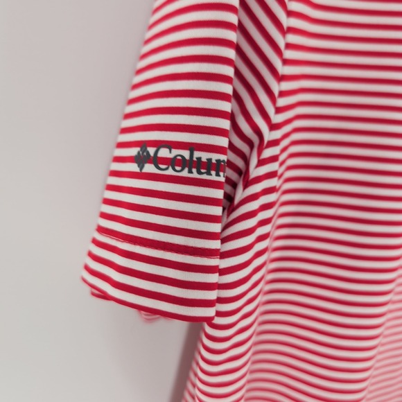 Columbia Golf The Cedars At Dungeness Course Striped Polo Shirt Red White Size L - Picture 4 of 9